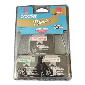 Brother P Touch Label Maker‎ Tape 3 Pack M Pink Green Silver M-E21 M-721 M - 921